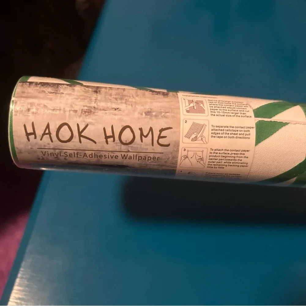 Hoak Home Peel & Stick Green White Vinyl Herringbone SelfAdhesive Wallpaper Boho